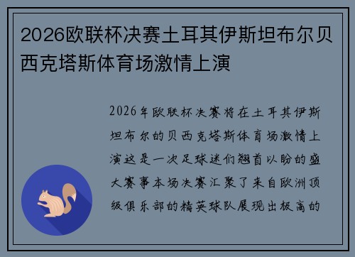 2026欧联杯决赛土耳其伊斯坦布尔贝西克塔斯体育场激情上演